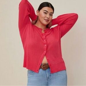 Torrid Pointelle Cardigan Sweater Pink Size 4